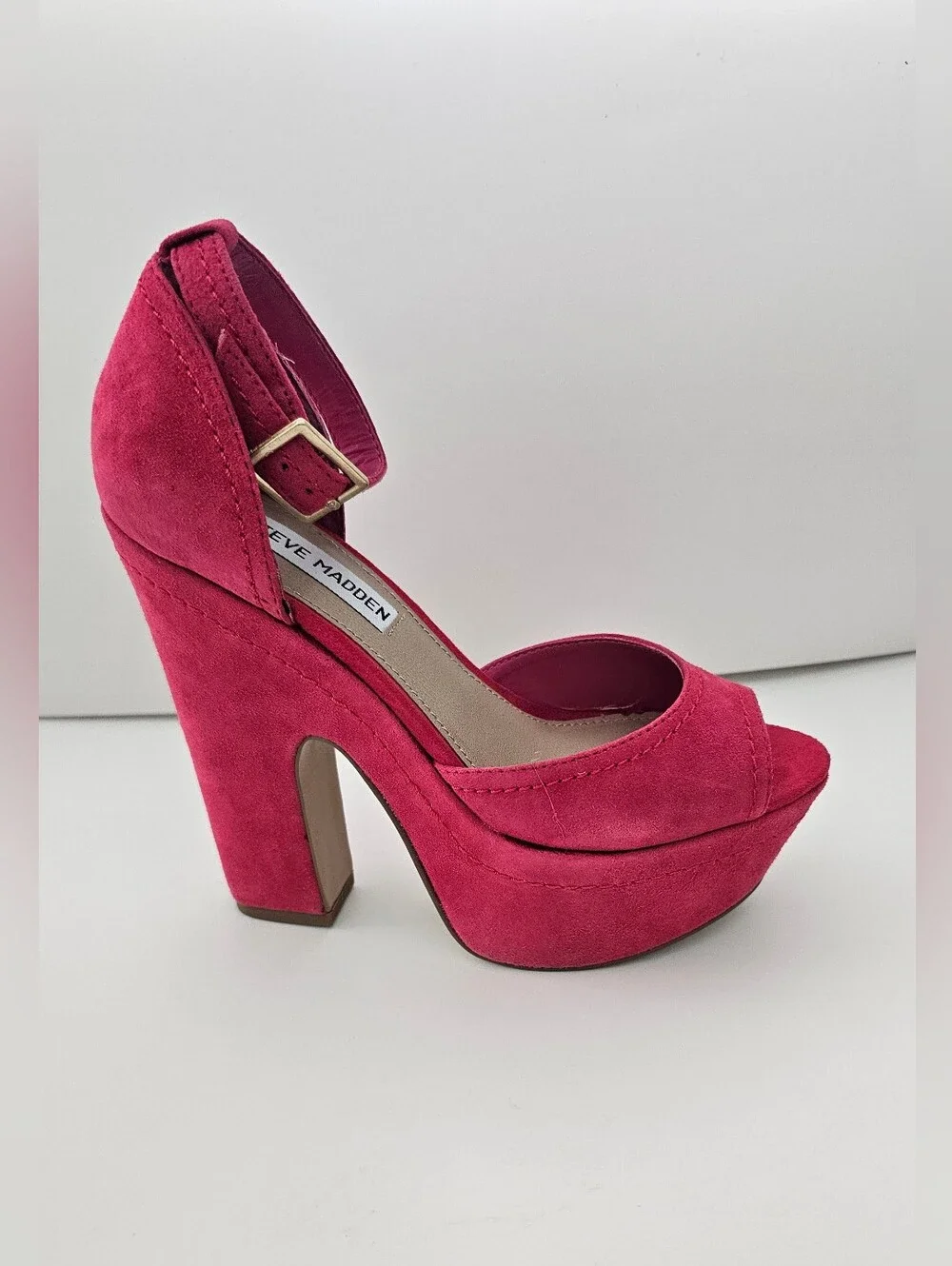 Steve Madden Grettta Hot Pink Chunky platform Heel Sandals Y2k 6